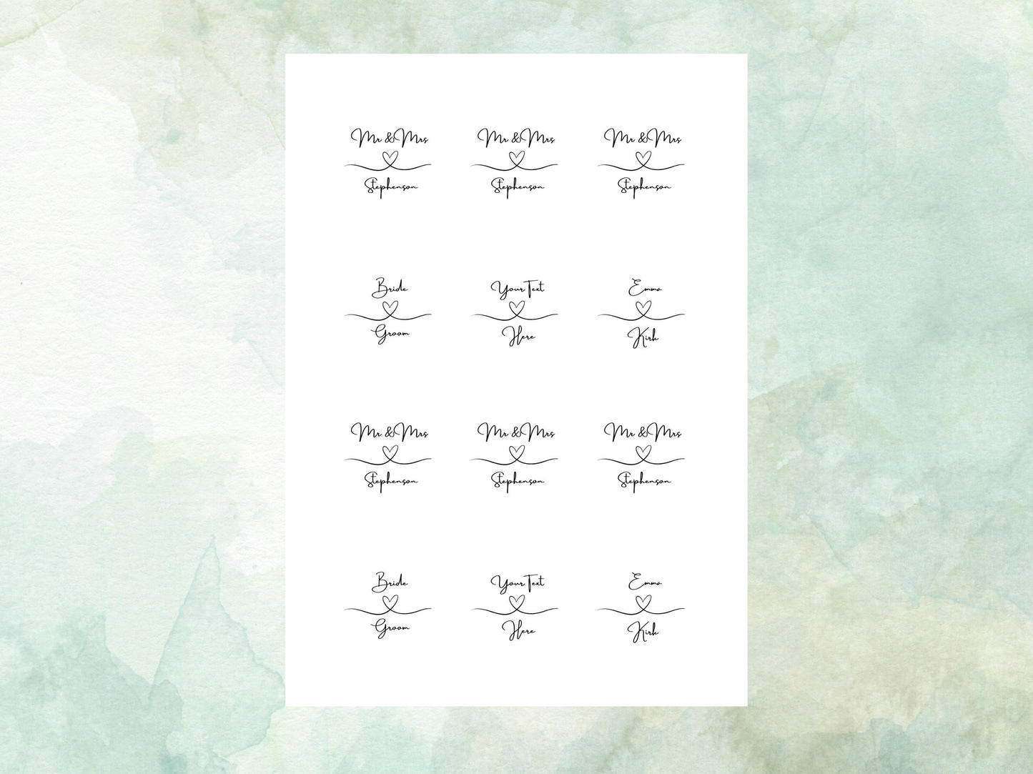 Personalised Wedding Edible Cupcake Toppers 12 x 2" – Pre cut Wafer Paper, Card or Icing Sheet