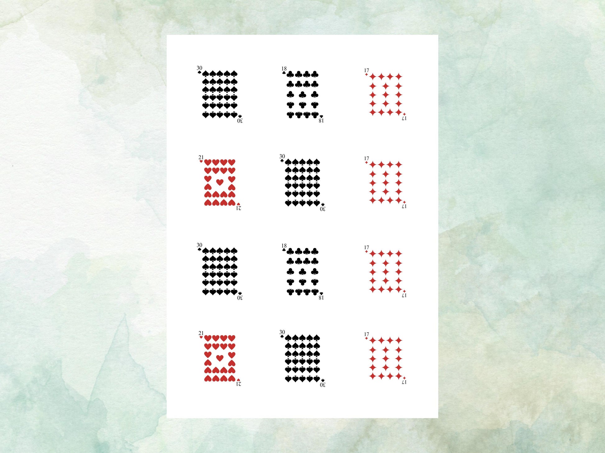 Customisable Playing Card Suit Edible Cupcake Toppers 12 x 2" – Pre cut Wafer Paper, Card or Icing Sheet