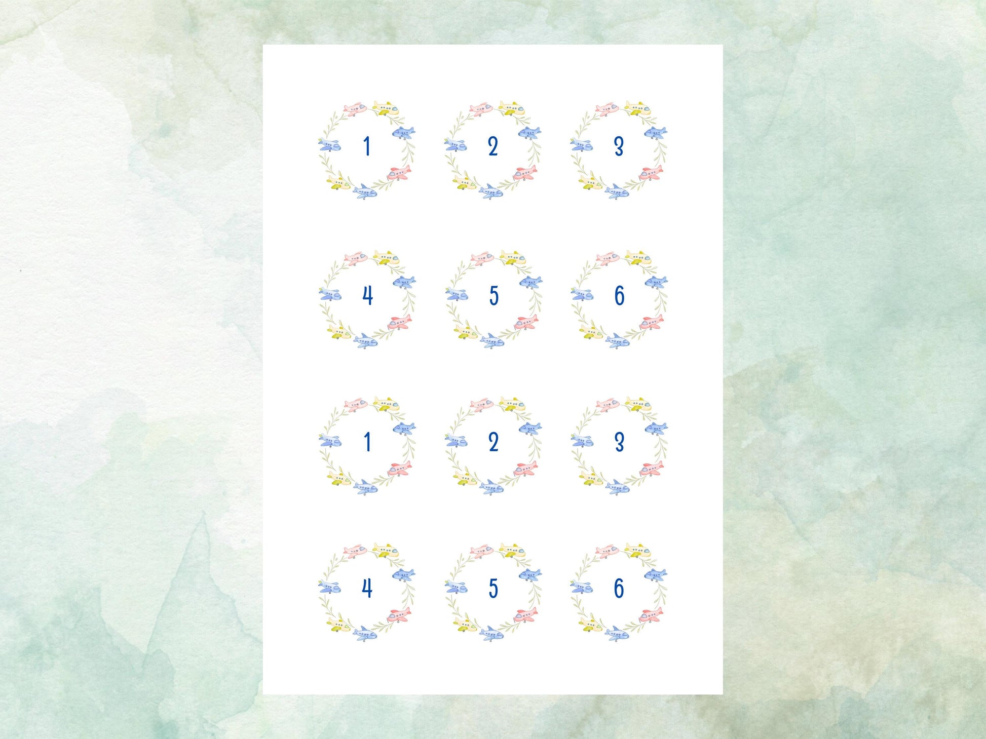 Customisable Airplane Age Edible Birthday Cupcake Toppers 12 x 2" – Pre cut Wafer Paper, Card or Icing Sheet