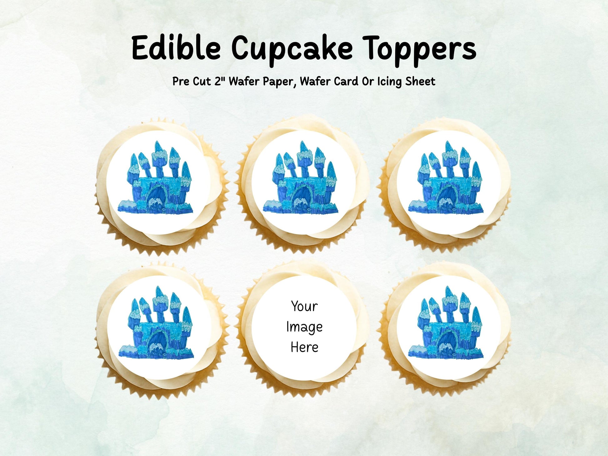 Customisable Edible Cupcake Toppers 12 x 2" Pre cut Wafer Paper, Card or Icing Sheet