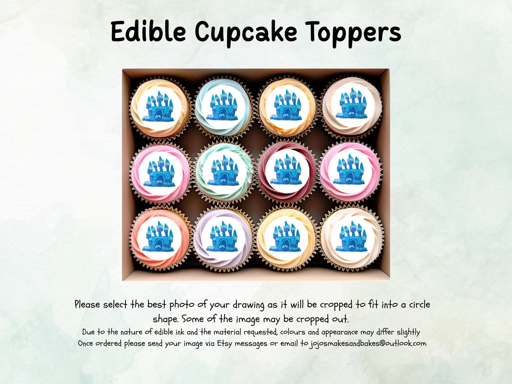 Customisable Edible Cupcake Toppers 12 x 2" Pre cut Wafer Paper, Card or Icing Sheet