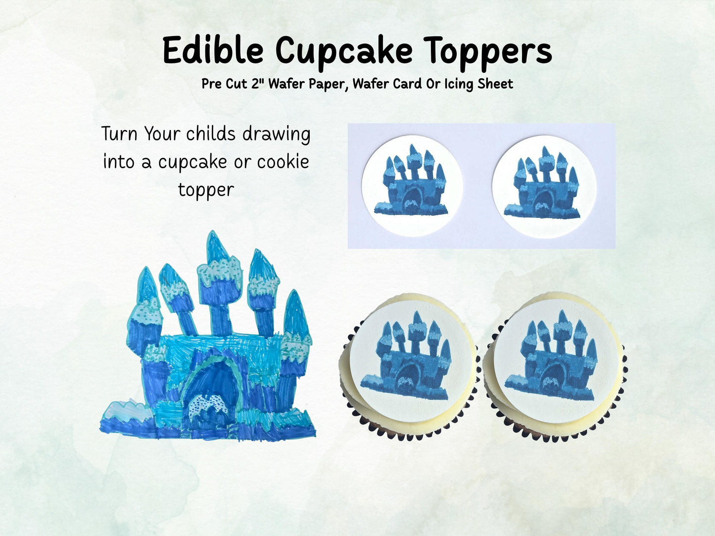 Customisable Edible Cupcake Toppers 12 x 2" Pre cut Wafer Paper, Card or Icing Sheet