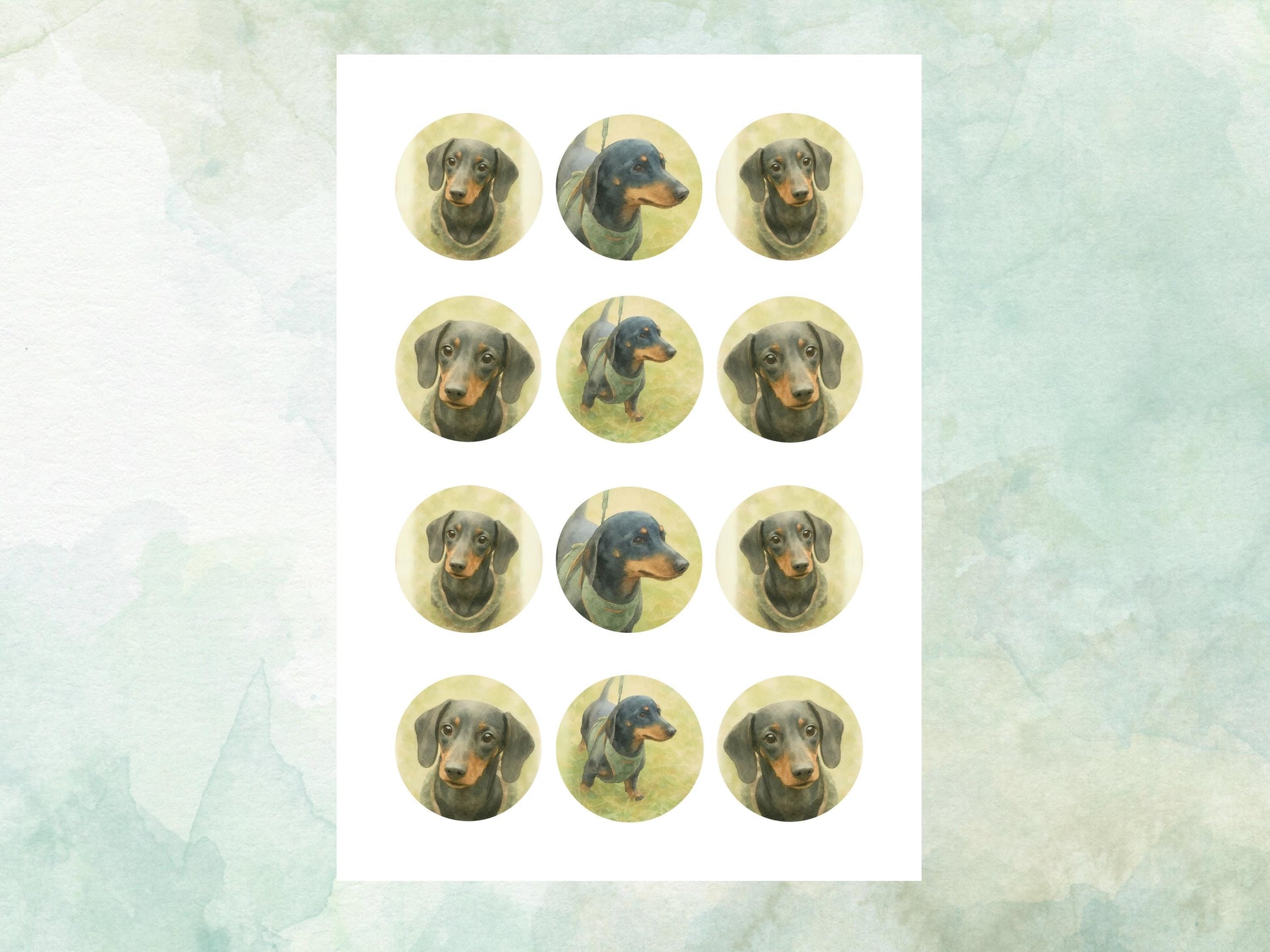Dachshund Edible Cupcake Toppers 12 x 2"– Pre cut Wafer Paper, Card or Icing Sheet