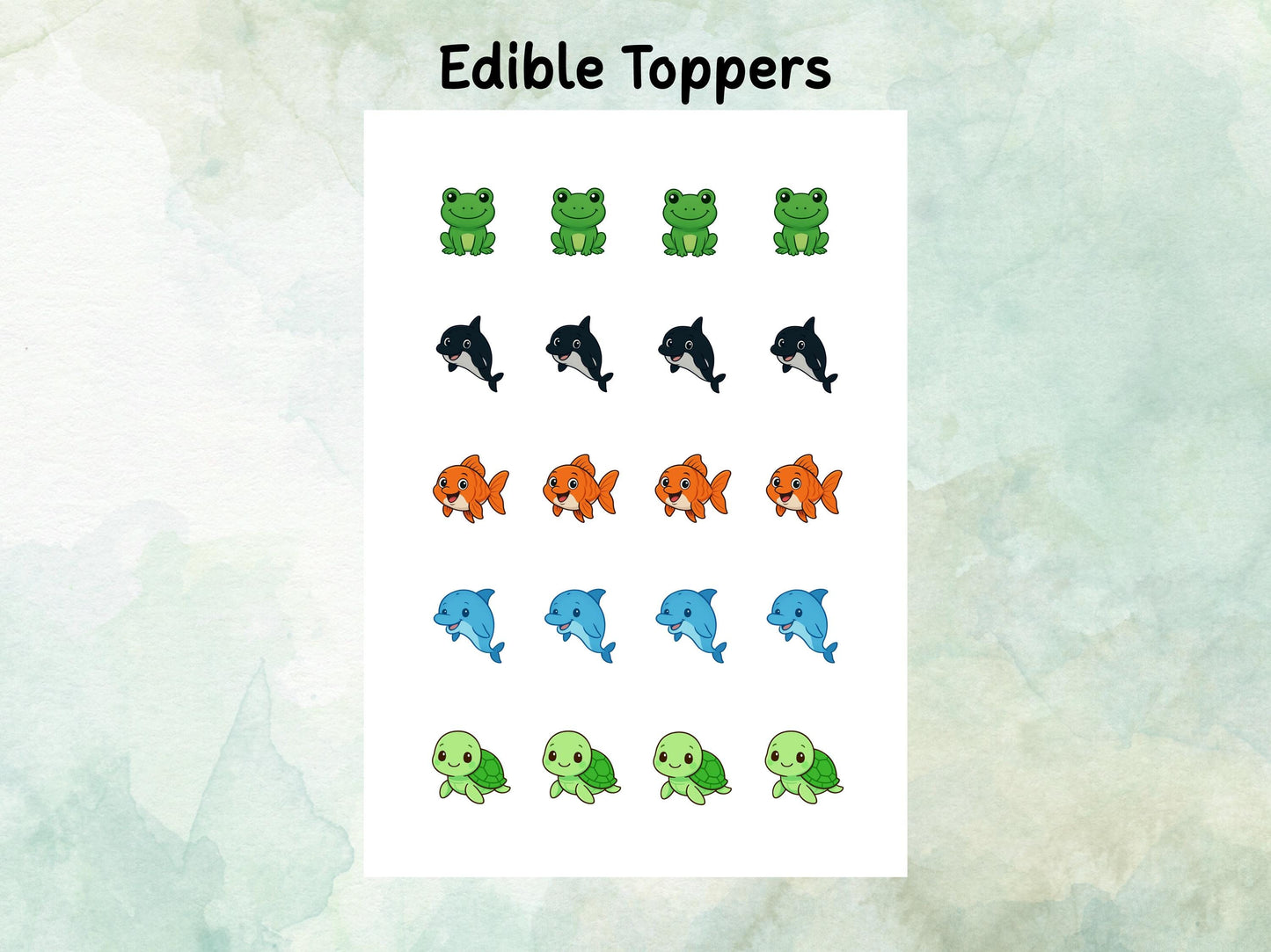 Ocean Animal Edible Cake Pop Toppers: 20 x 1.5" Wafer Paper or Wafer Card