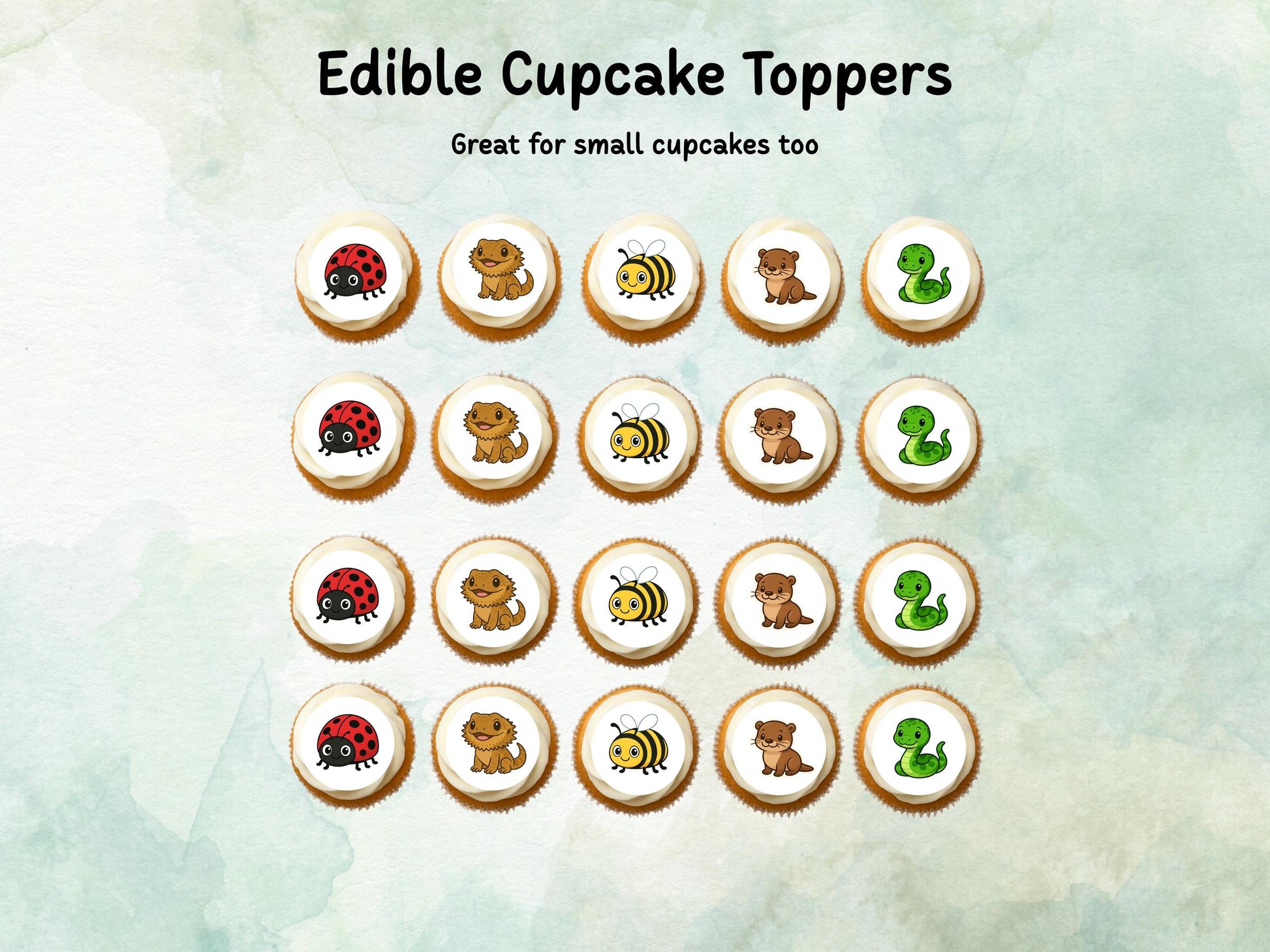 Animal Edible Cake Pop Toppers: 20 x 1.5" Wafer Paper or Wafer Card
