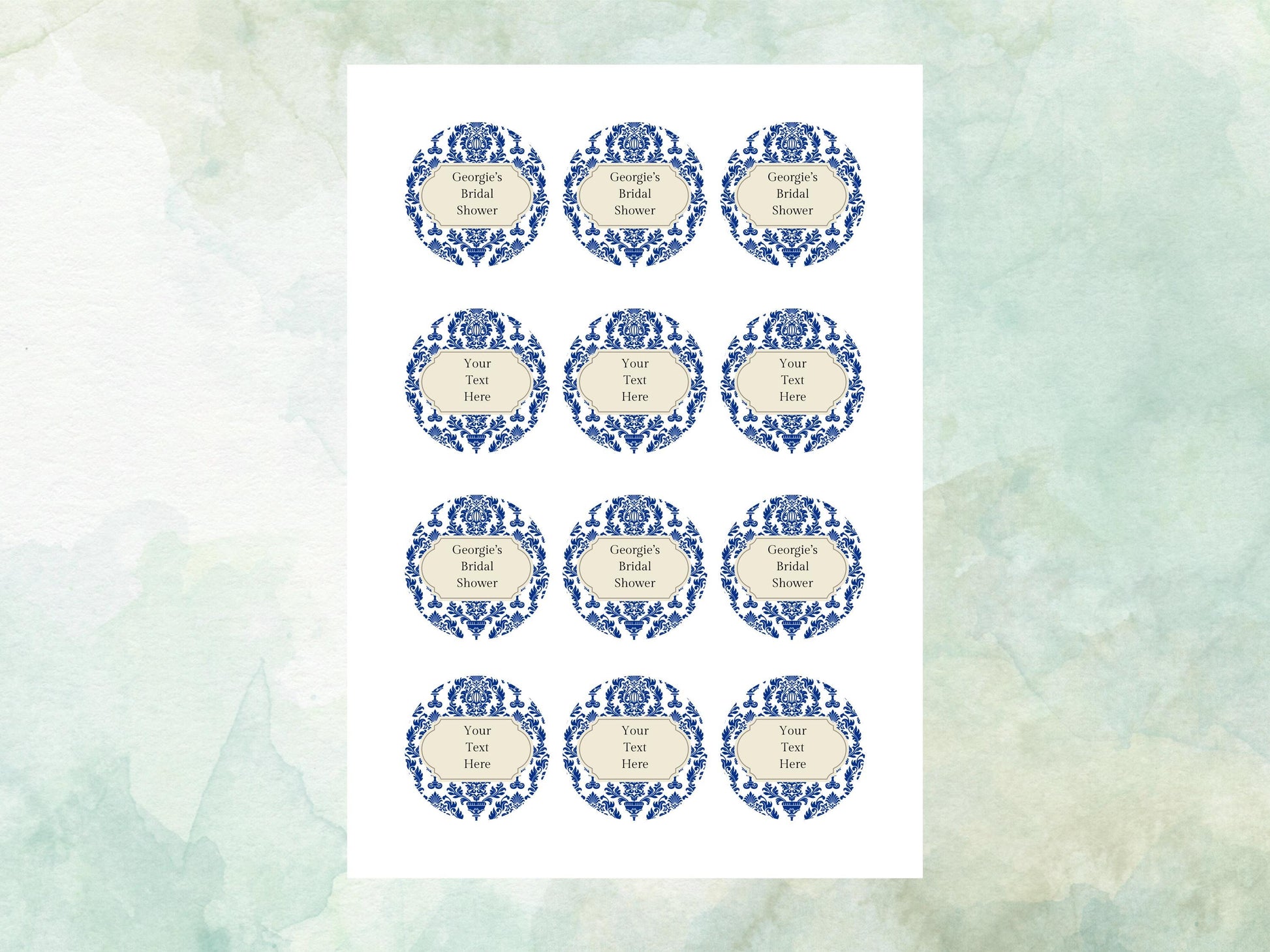 Personalised Edible Cupcake Toppers 12 x 2" – Pre cut Wafer Paper, Card or Icing Sheet, Bridal Shower Cake Topper, Wedding Favors