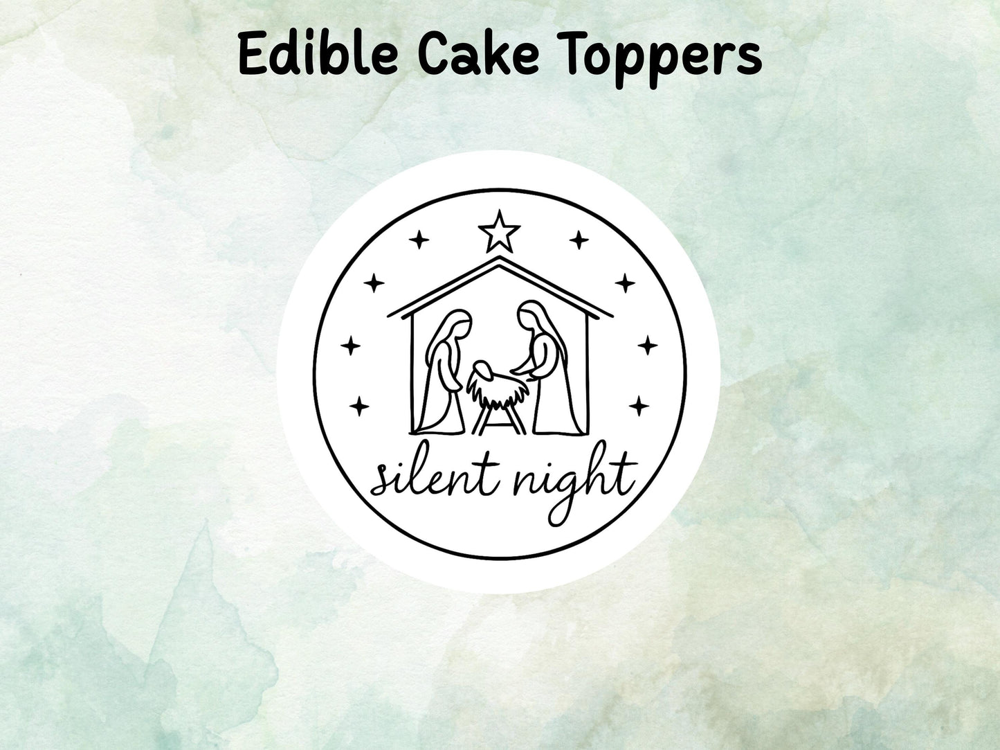 Nativity Christmas Edible Cake Topper: Pre Cut 6", 7" & 8" Wafer Paper, Card, or Icing Sheet