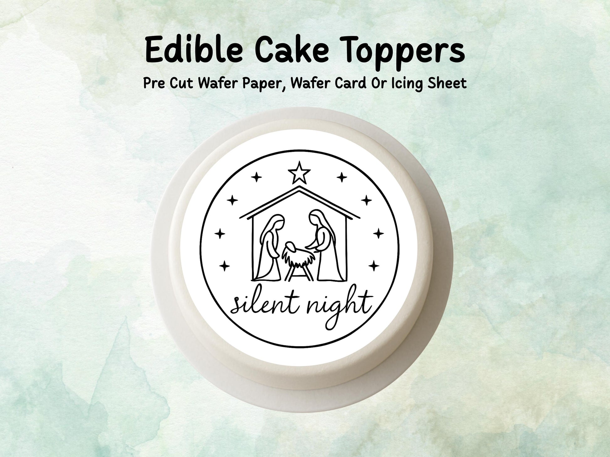 Nativity Christmas Edible Cake Topper: Pre Cut 6", 7" & 8" Wafer Paper, Card, or Icing Sheet