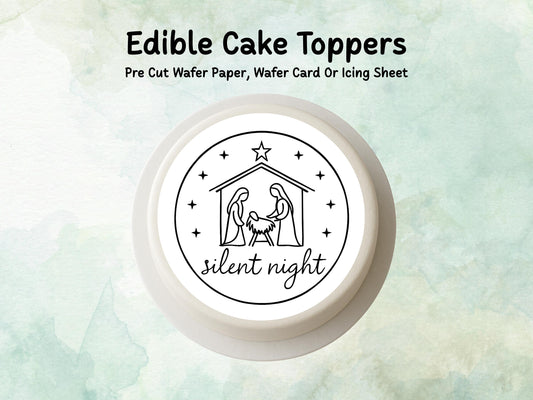Nativity Christmas Edible Cake Topper: Pre Cut 6", 7" & 8" Wafer Paper, Card, or Icing Sheet