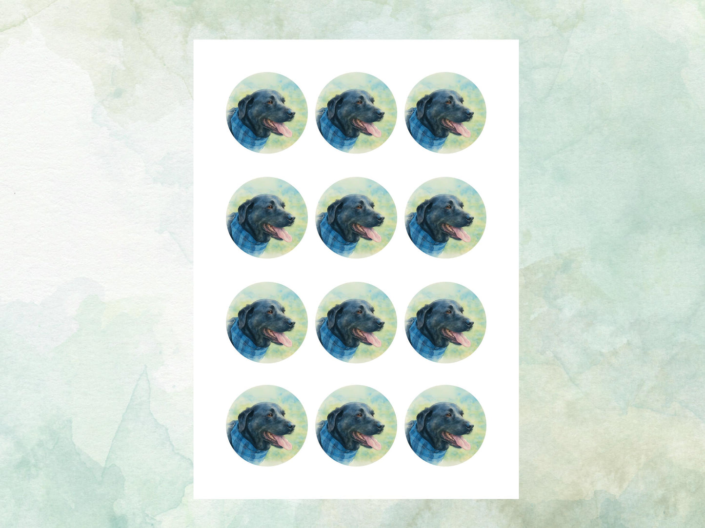 Black Labrador Edible Cupcake Toppers - Pre Cut 12 x 2" Wafer Paper, Card or Icing Sheet