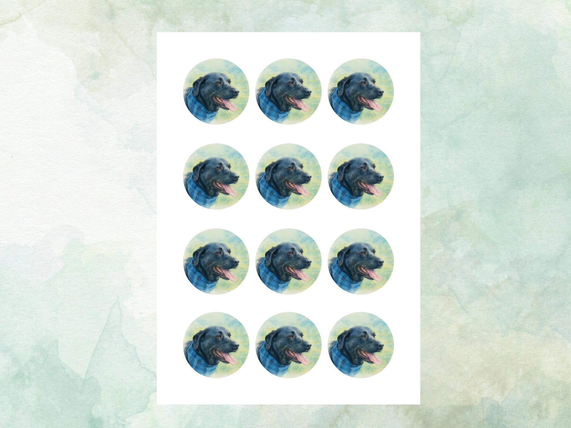 Black Labrador Edible Cupcake Toppers - Pre Cut 12 x 2" Wafer Paper, Card or Icing Sheet