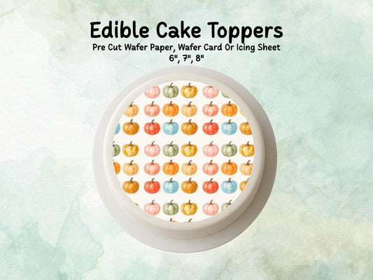 Halloween Pumpkin Cake Topper: 6", 7" & 8" Pre Cut Edible Wafer, Card, or Icing Sheet