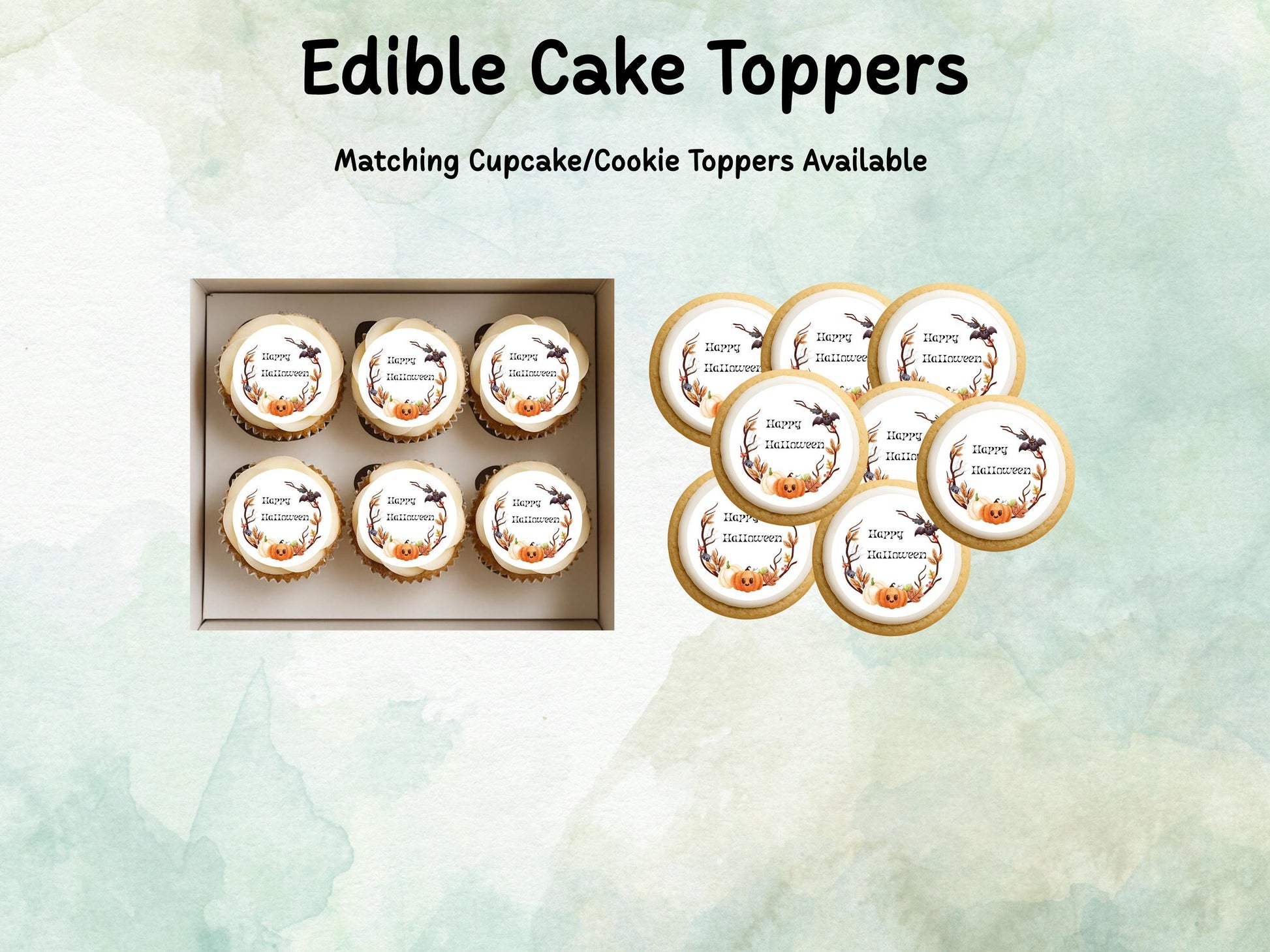 Happy Halloween Pumpkin Cake Topper: Edible Wafer, Card, or Icing Sheet, Halloween Baking