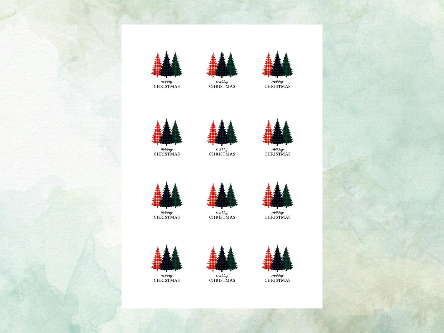 Merry Christmas Edible Cupcake Toppers: 12 x 2" Wafer Paper, Card, or Icing Sheet