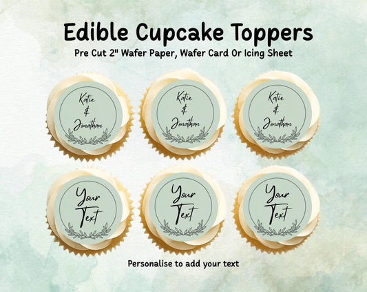 Personalised Wedding Edible Cupcake Toppers