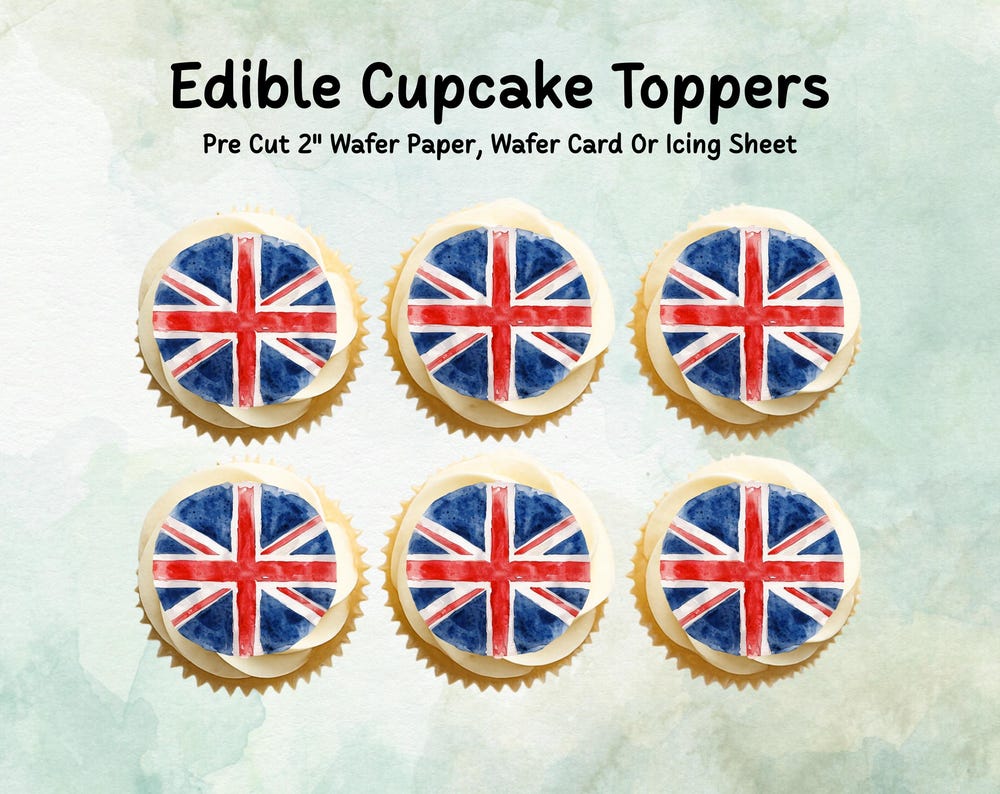 Union Jack Edible Cupcake Toppers