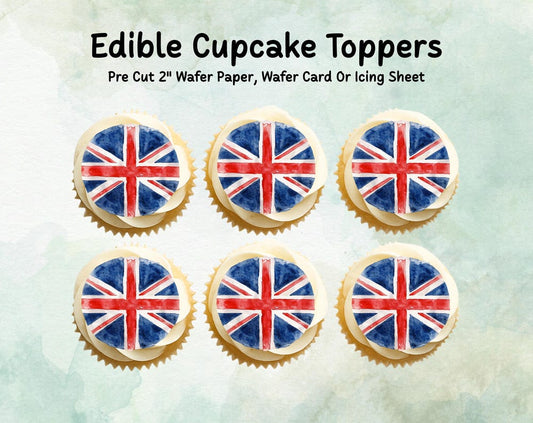 Union Jack Edible Cupcake Toppers