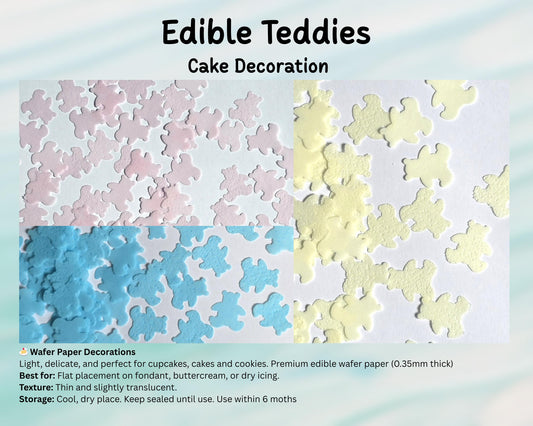 Edible Wafer Paper Teddy Bear Cake Decorations (100, 2cm)