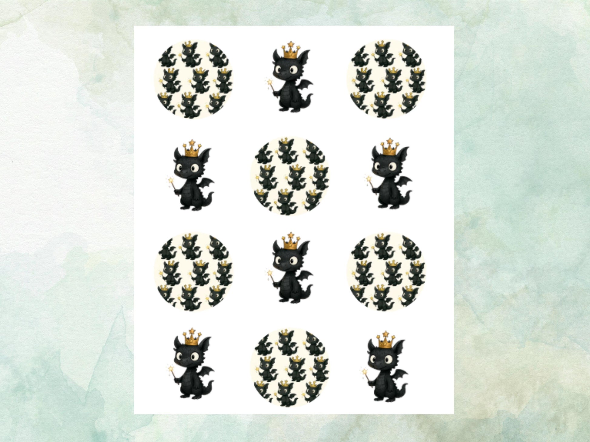 Dragon Edible Cupcake Toppers 12 x 2"– Pre cut Wafer Paper, Card or Icing Sheet, Cute Dragon Cake Decoration