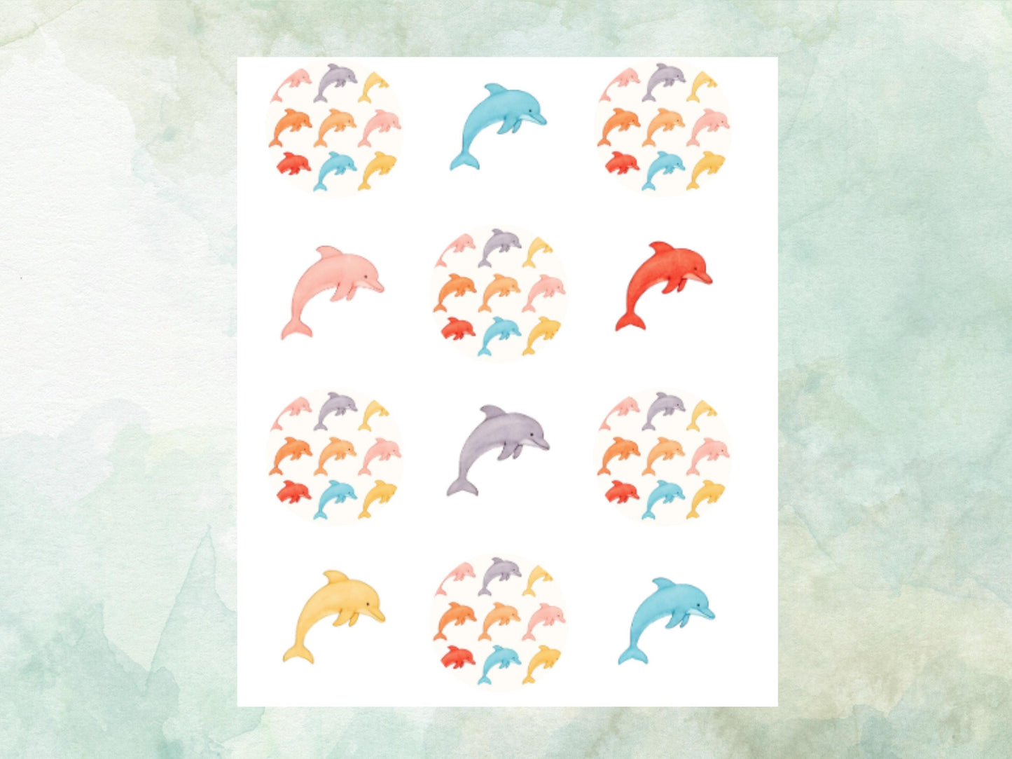 Dolphin Edible Cupcake Toppers 12 x 2"– Pre cut Wafer Paper, Card or Icing Sheet, Birthday, Cupcakes, Cookies, Cake, Dolphin Decoration