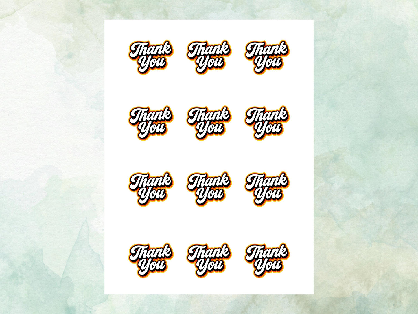 Thank You Edible Cupcake Toppers 12 x 2"– Pre cut Wafer Paper, Card or Icing Sheet, Cookies, Cake