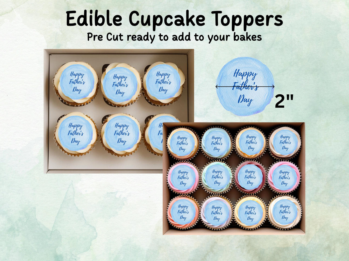 Father's Day Edible Cake Toppers – 2" Wafer Paper, Card, or Icing