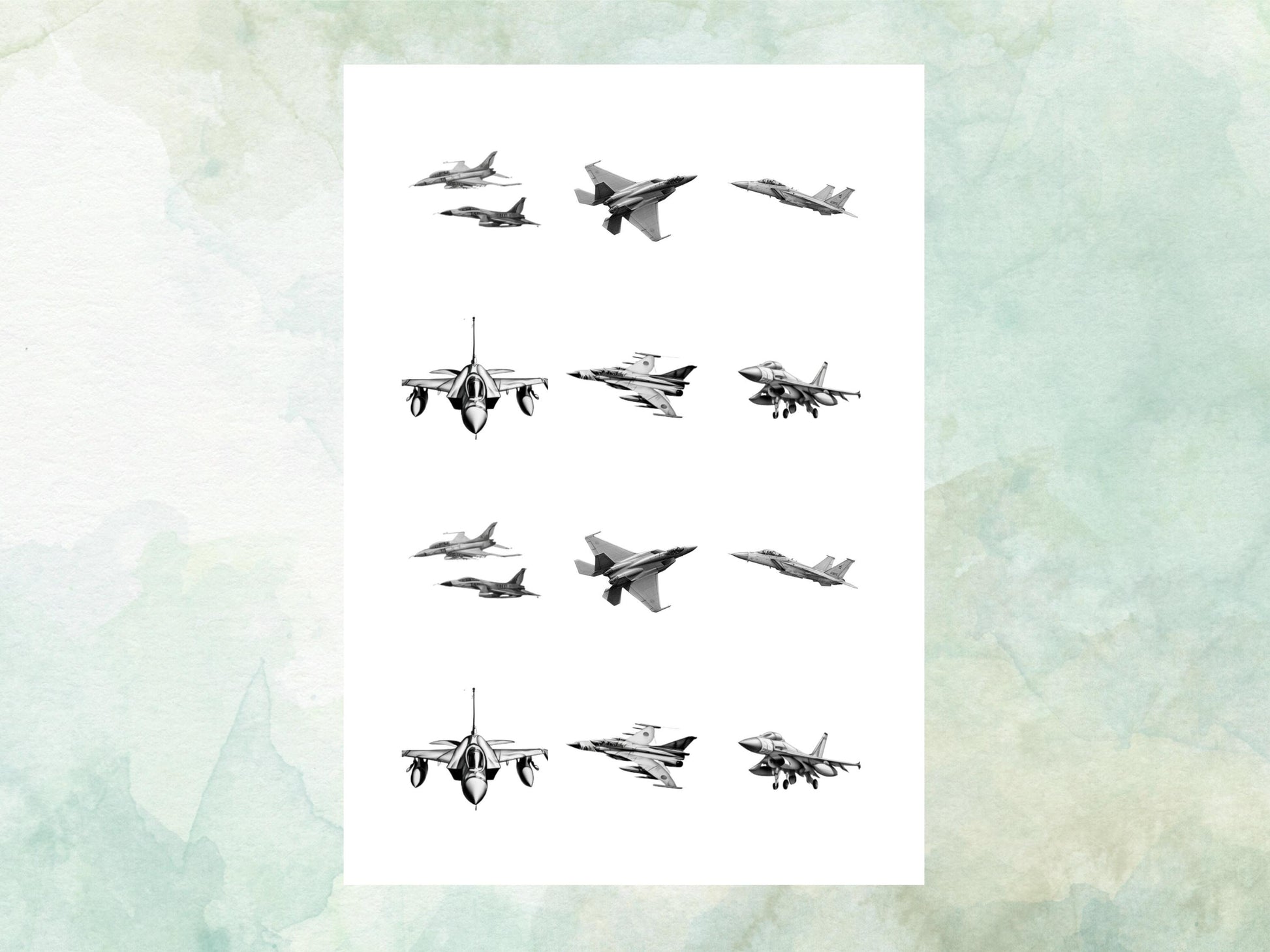 Jet Edible Cupcake Toppers 12 x 2"– Pre cut Wafer Paper, Card or Icing Sheet, Jet Airshow Cake and Cookie Decorations