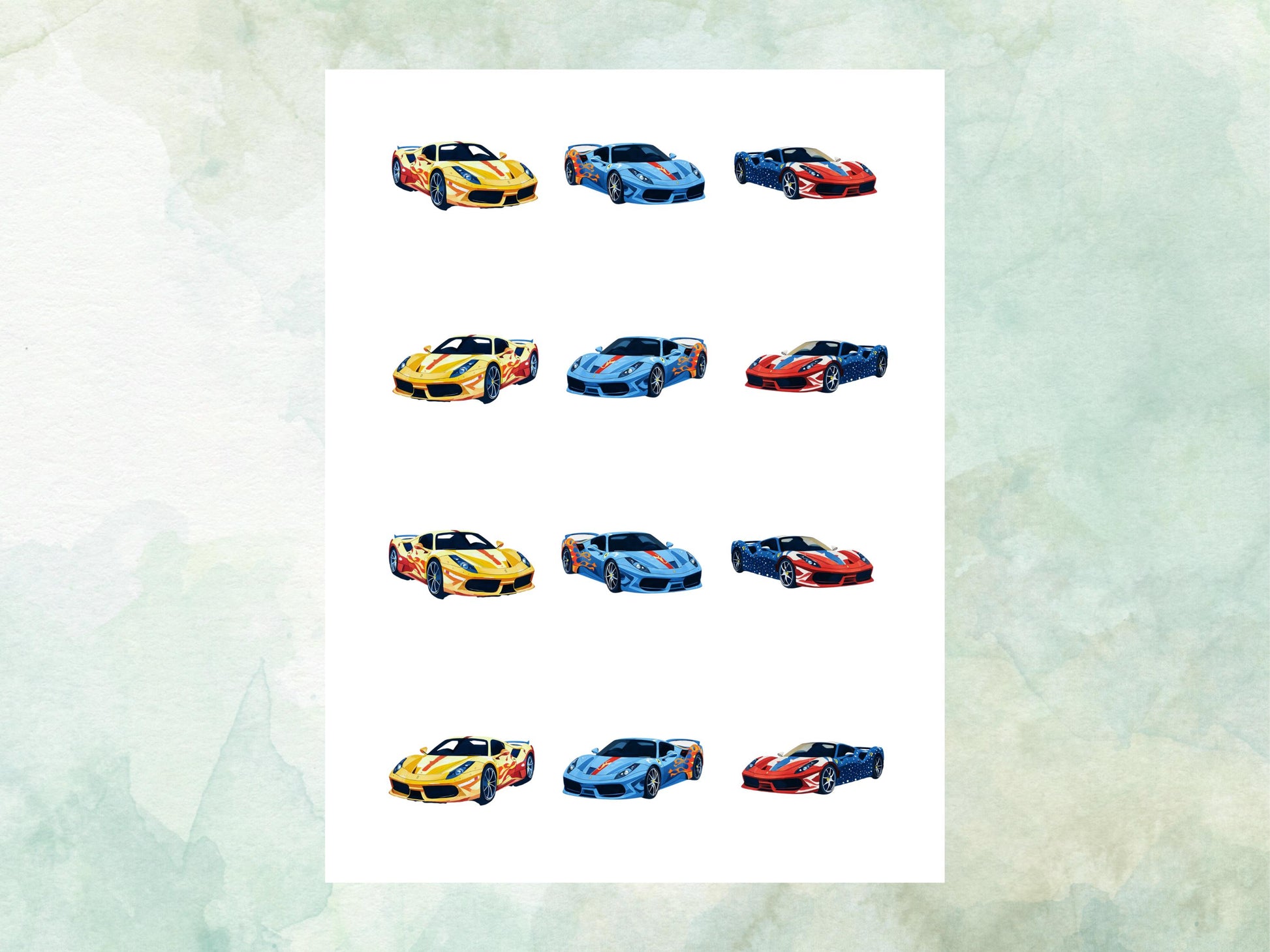 Sports Car Edible Cupcake Toppers 12 x 2" – Pre cut Wafer Paper, Card or Icing Sheet, Cupcakes, Cookies, Cake, Birthday, Cars
