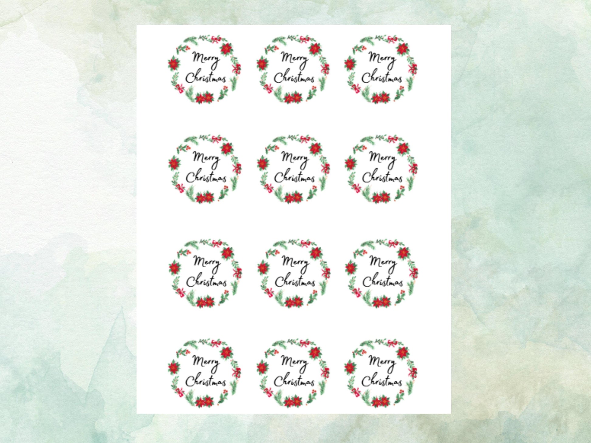 Christmas Edible Cupcake Toppers 12 x 2" – Pre cut Wafer Paper, Card or Icing Sheet, Merry Christmas Festive Cakes, Cookies