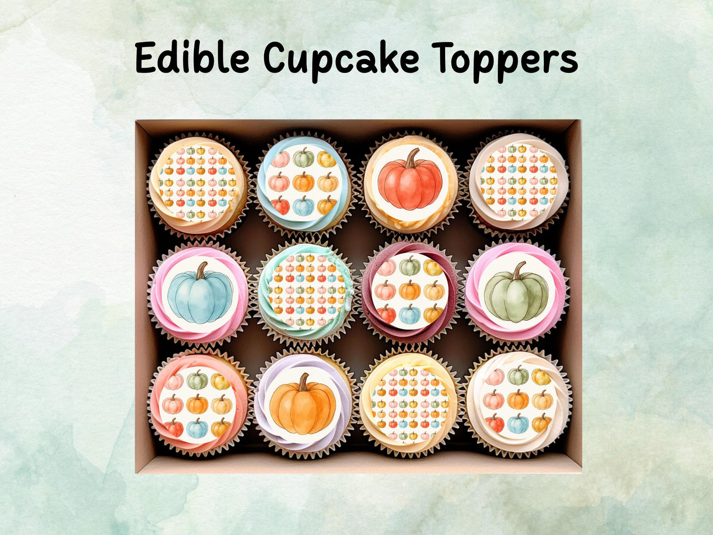 Pumpkin Edible Cupcake Toppers - 2" Pre-Cut (Wafer Paper, Card, Icing Sheet)