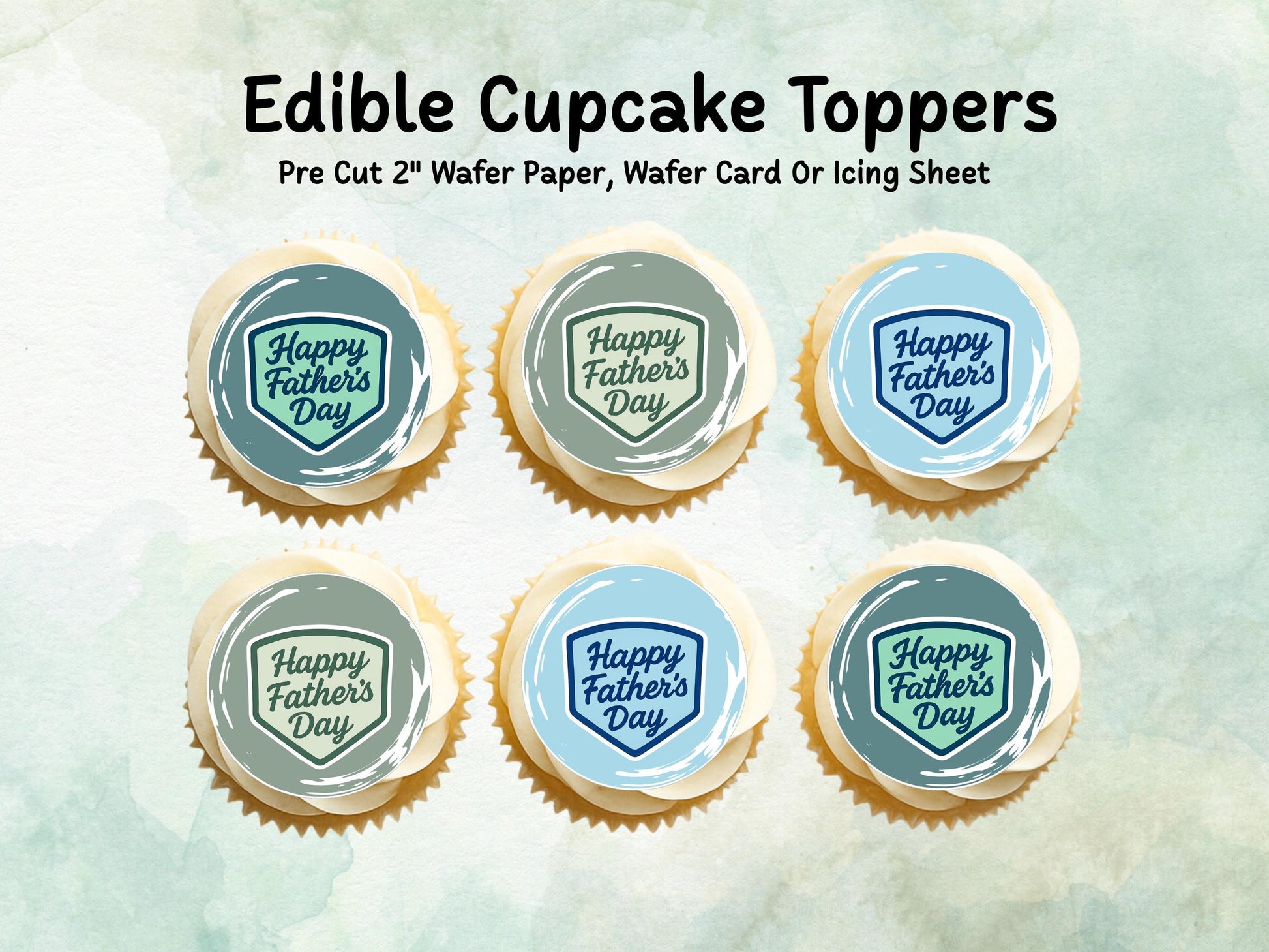 Happy Father's Day Edible Cake Toppers 12 x 2" – Pre cut Wafer Paper, Card or Icing Sheet, Fathers Day Cake Decoration
