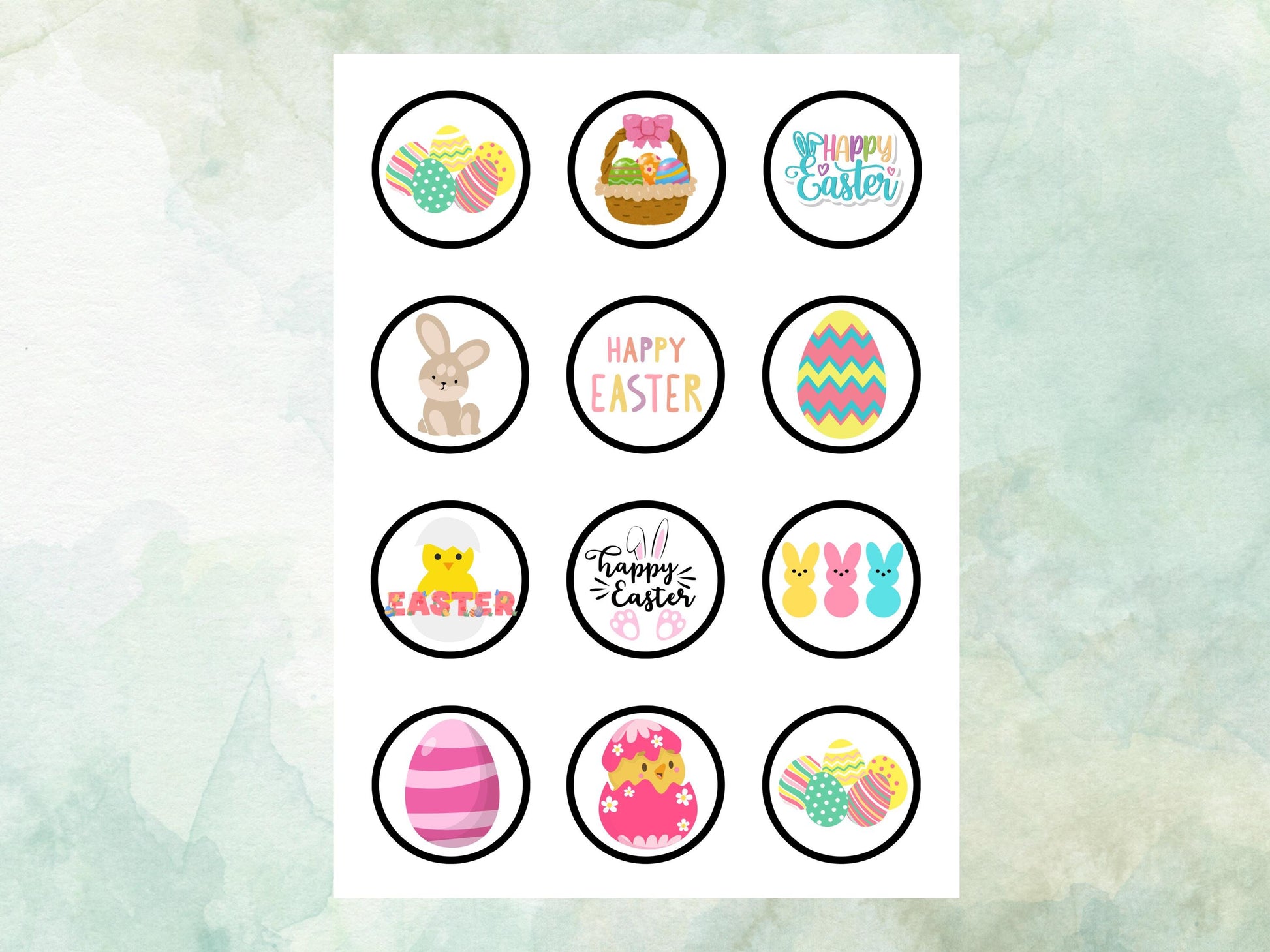 Easter Edible Cupcake Toppers 12 x 2" – Pre cut Wafer Paper, Card or Icing Sheet, Bunny, Chick & Egg Design Cakes