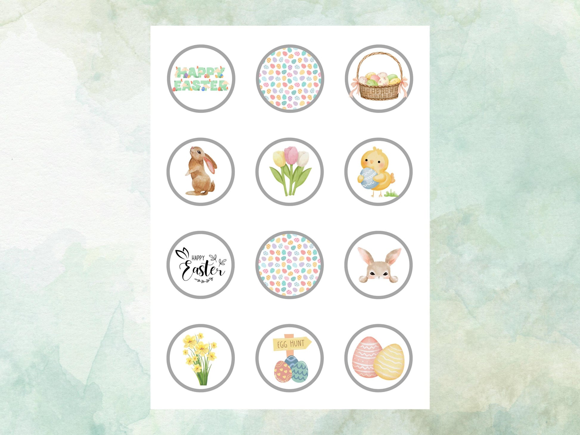 Easter Edible Cupcake Toppers 12 x 2" – Pre cut Wafer Paper, Card or Icing Sheet, Bunny, Chick & Egg Design Cakes