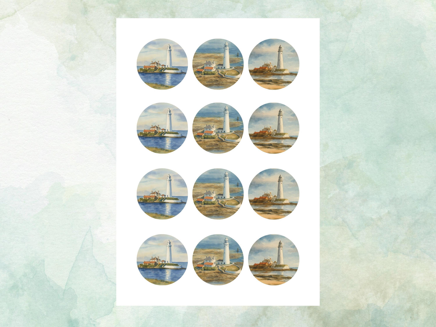 Lighthouse Edible Cupcake Toppers 12 x 2" – Pre cut Wafer Paper, Card or Icing Sheet, Coastal Cake Decorations, Seaside Celebration Favors