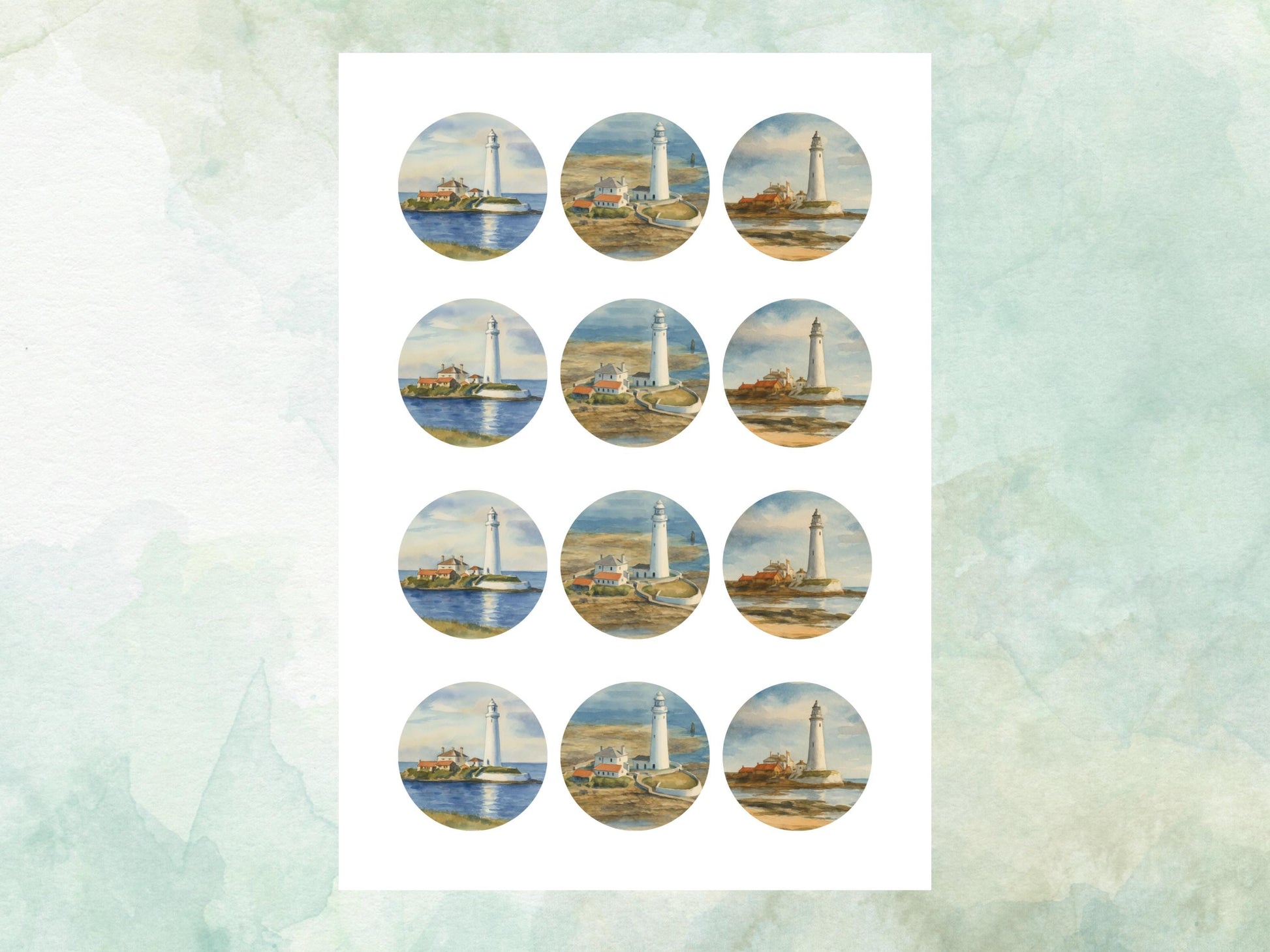 Lighthouse Edible Cupcake Toppers 12 x 2" – Pre cut Wafer Paper, Card or Icing Sheet, Coastal Cake Decorations, Seaside Celebration Favors