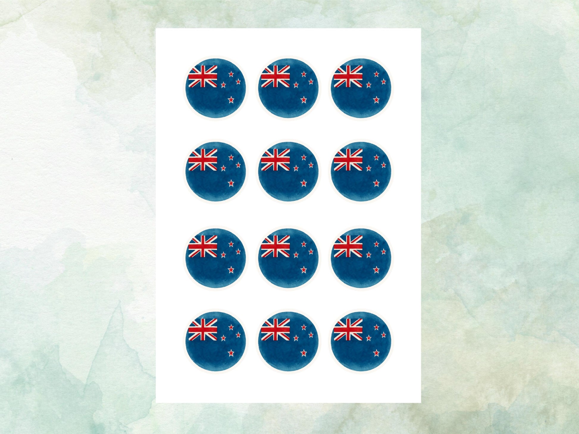 New Zealand Edible Cupcake Toppers 12 x 2" – Pre cut Wafer Paper, Card or Icing Sheet, New Zealand Cake Decorations