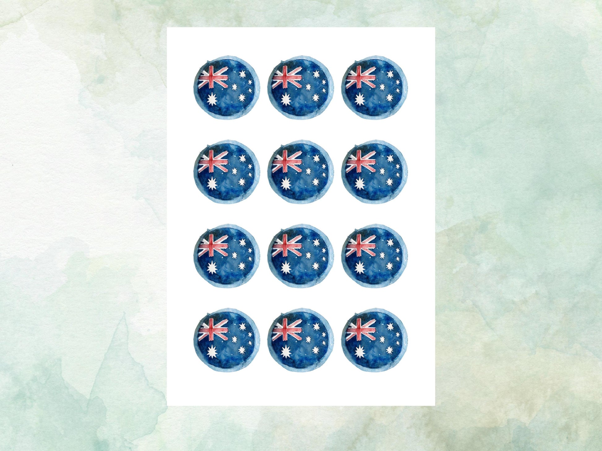 Australian Flag Edible Cupcake Toppers 12 x 2" – Pre cut Wafer Paper, Card or Icing Sheet, Italy Cake Decorations