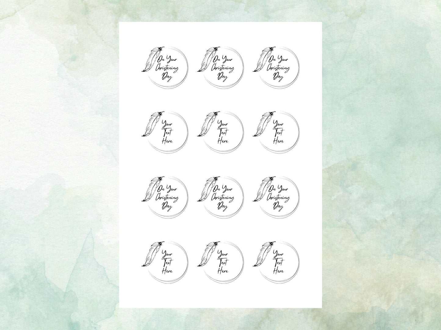 Personalised Edible Cupcake Toppers 12 x 2" – Pre cut Wafer Paper, Card or Icing Sheet, Christening Cake Topper, Baptism Cake Topper