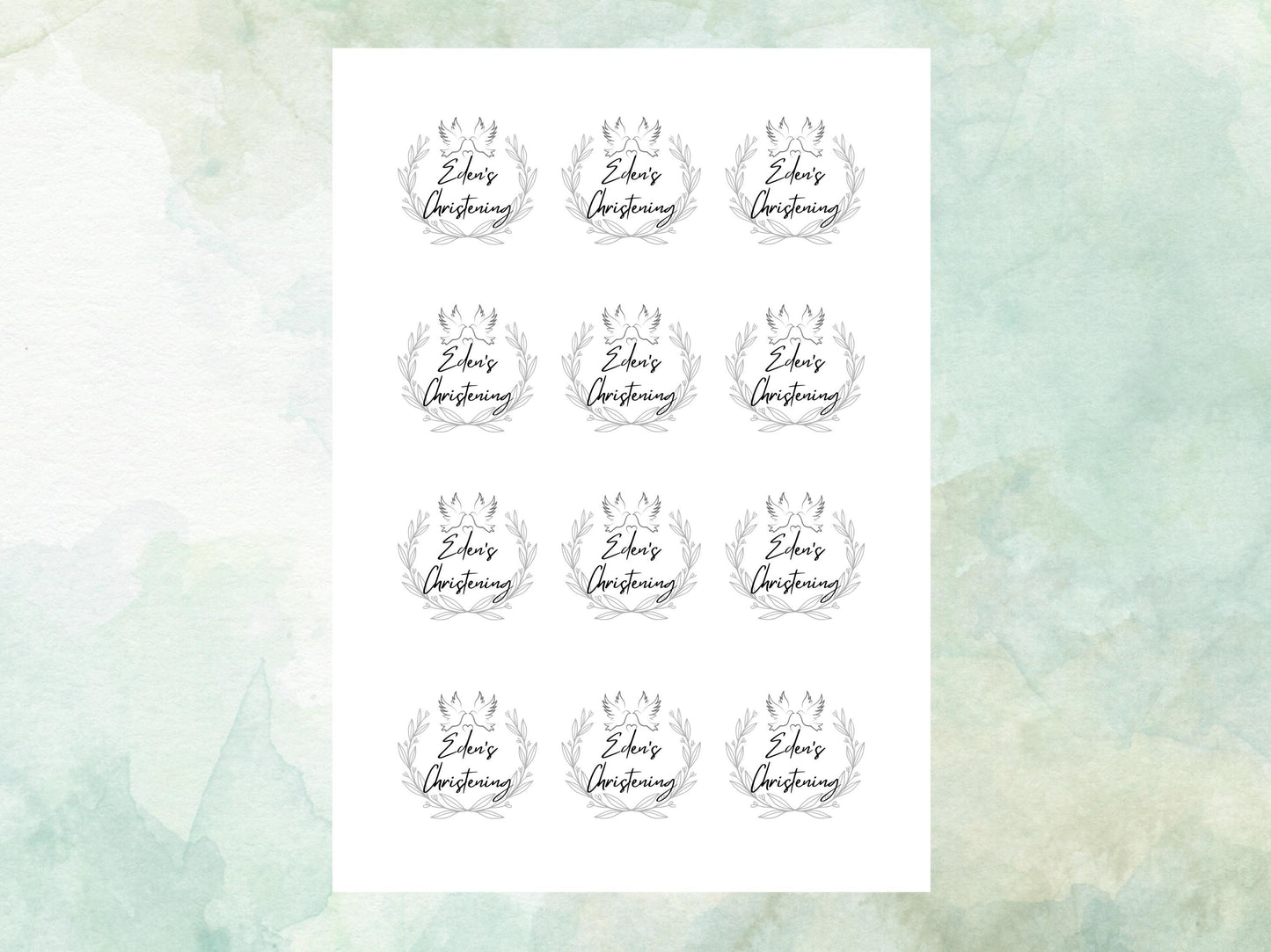 Personalised Edible Cupcake Toppers 12 x 2" – Pre cut Wafer Paper, Card or Icing Sheet, Christening Cake Topper, Baptism Cake Topper