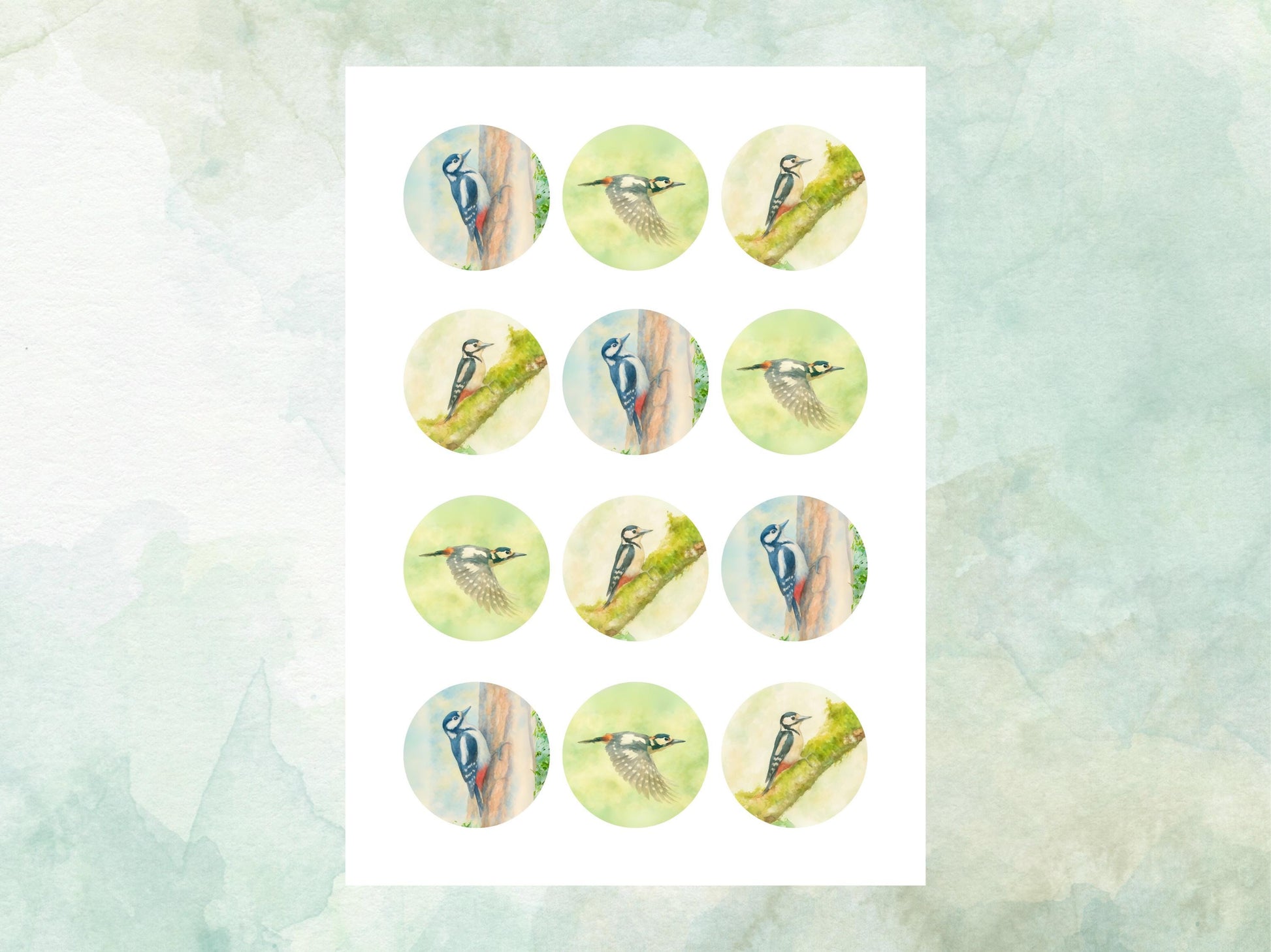 Woodpecker Edible Cupcake Toppers 12 x 2"– Pre cut Wafer Paper, Card or Icing Sheet, Woodpecker Birthday Cake Topper