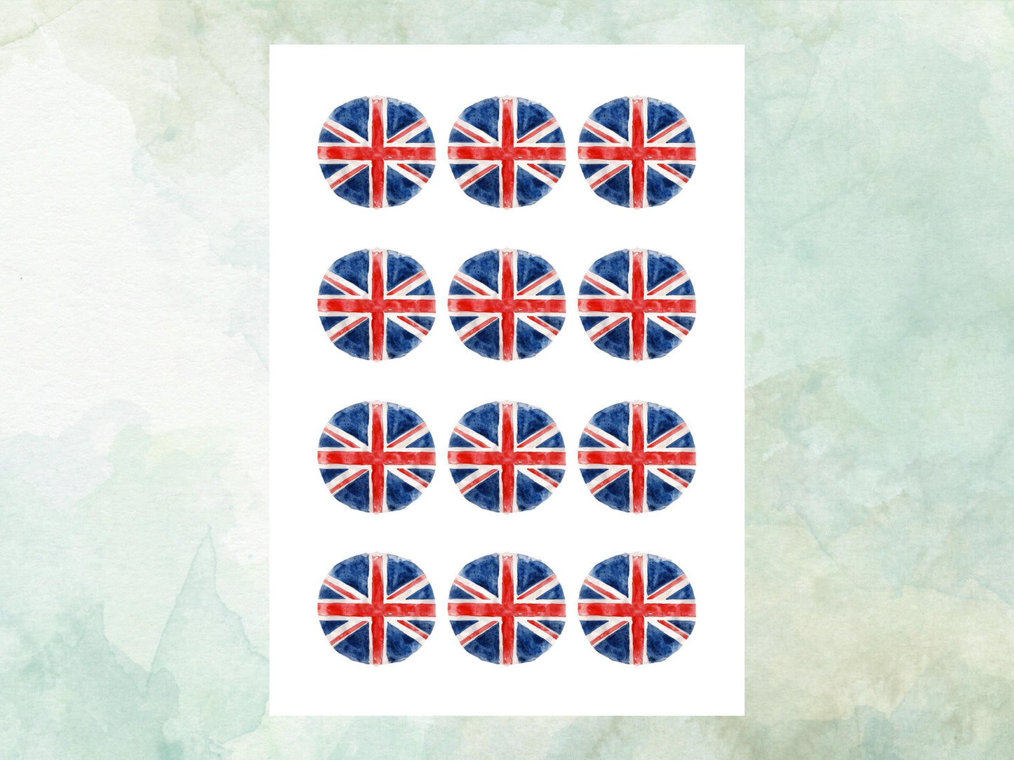 Union Jack Edible Cupcake Toppers 12 x 2" – Pre cut Wafer Paper, Card or Icing Sheet, British Flag Cake Decorations