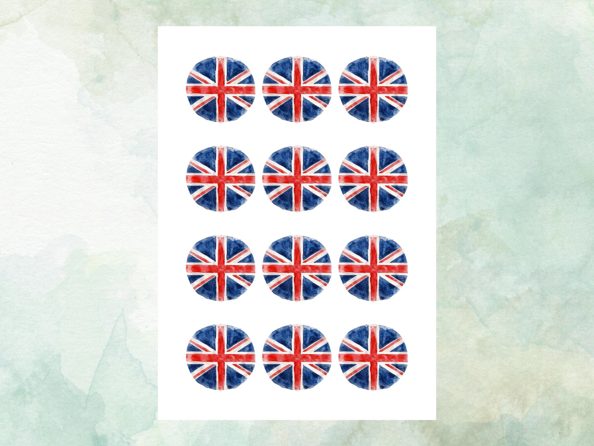Union Jack Edible Cupcake Toppers 12 x 2" – Pre cut Wafer Paper, Card or Icing Sheet, British Flag Cake Decorations