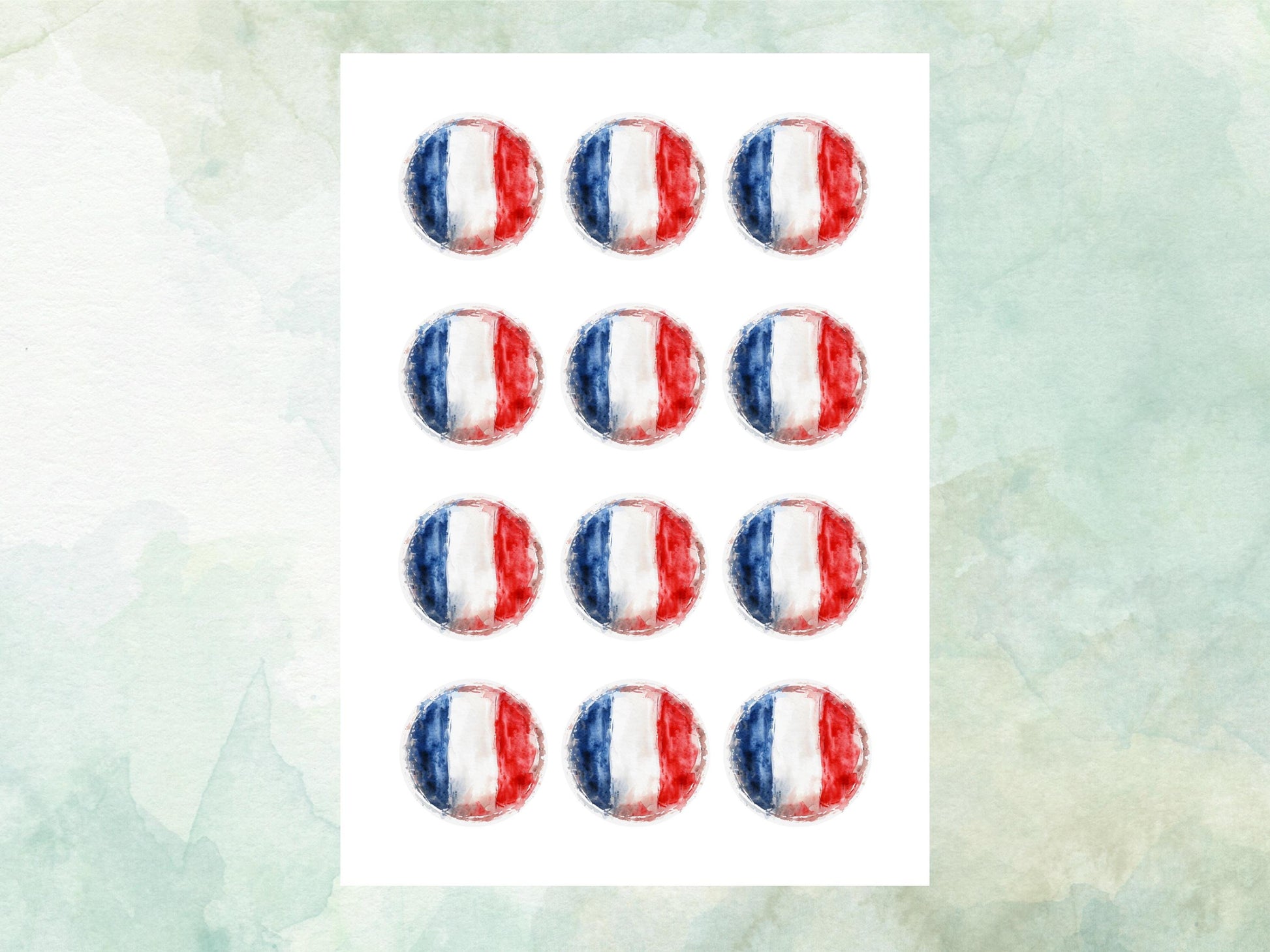 French Flag Edible Cupcake Toppers 12 x 2" – Pre cut Wafer Paper, Card or Icing Sheet, France Cake Decorations
