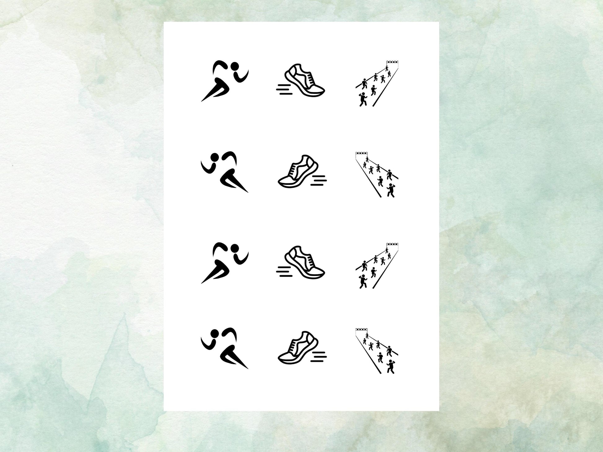 Running Edible Cupcake Toppers 12 x 2" – Pre cut Wafer Paper, Card or Icing Sheet, Marathon Party Decorations, Race Day Cake Image