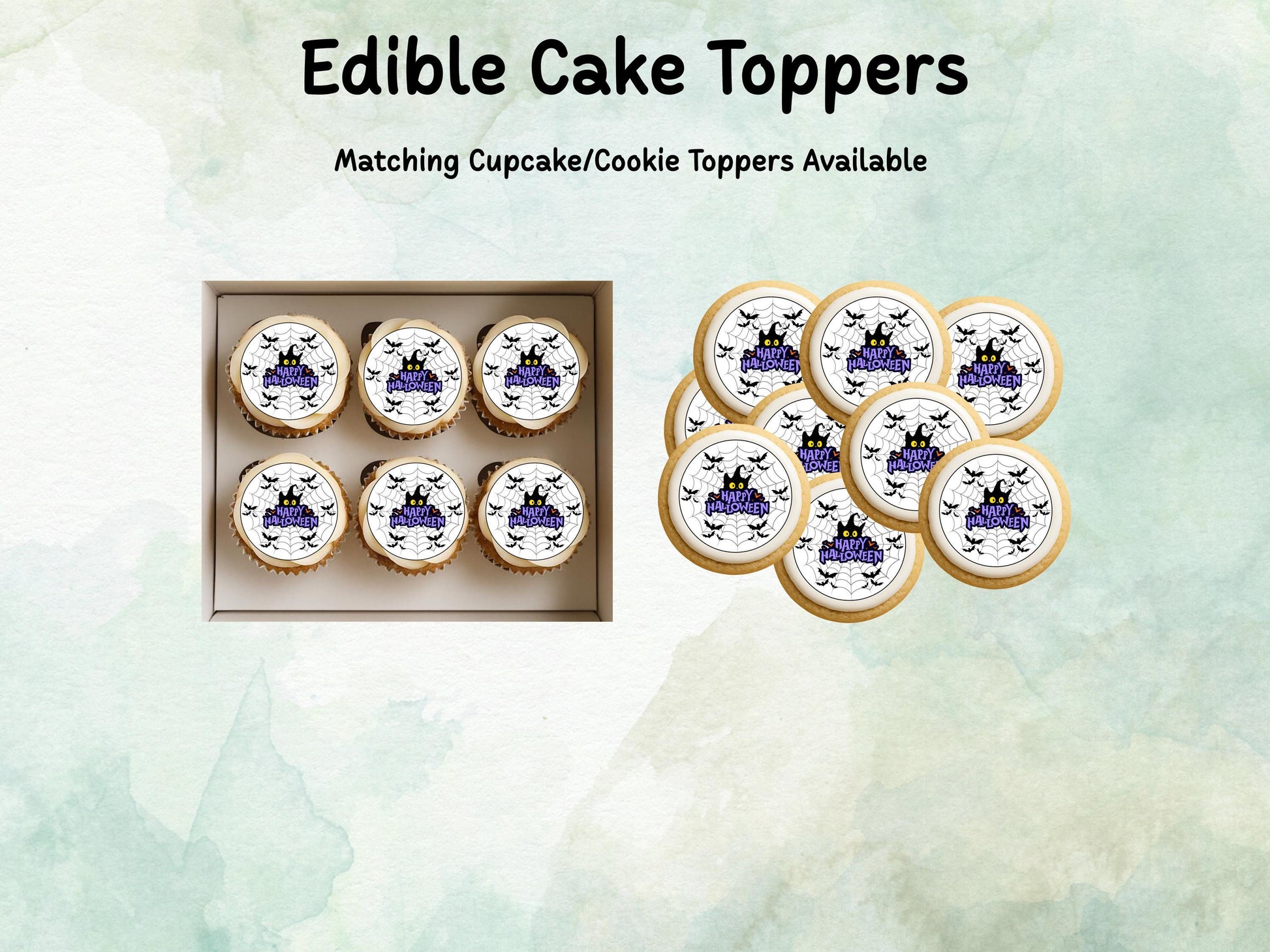 Halloween Edible Cake Topper– 6", 7" or 8" Pre cut Wafer Paper, Card or Icing Sheet, Happy Halloween Edible Design Spooky Cakes