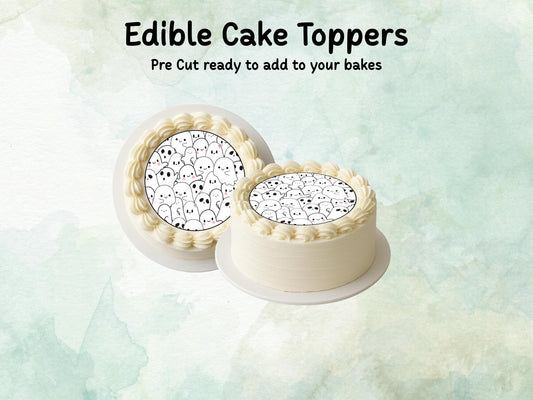 Ghost Edible Cake Topper– 6", 7" or 8" Pre cut Wafer Paper, Card or Icing Sheet, Ghost Halloween Edible Cake Decoration