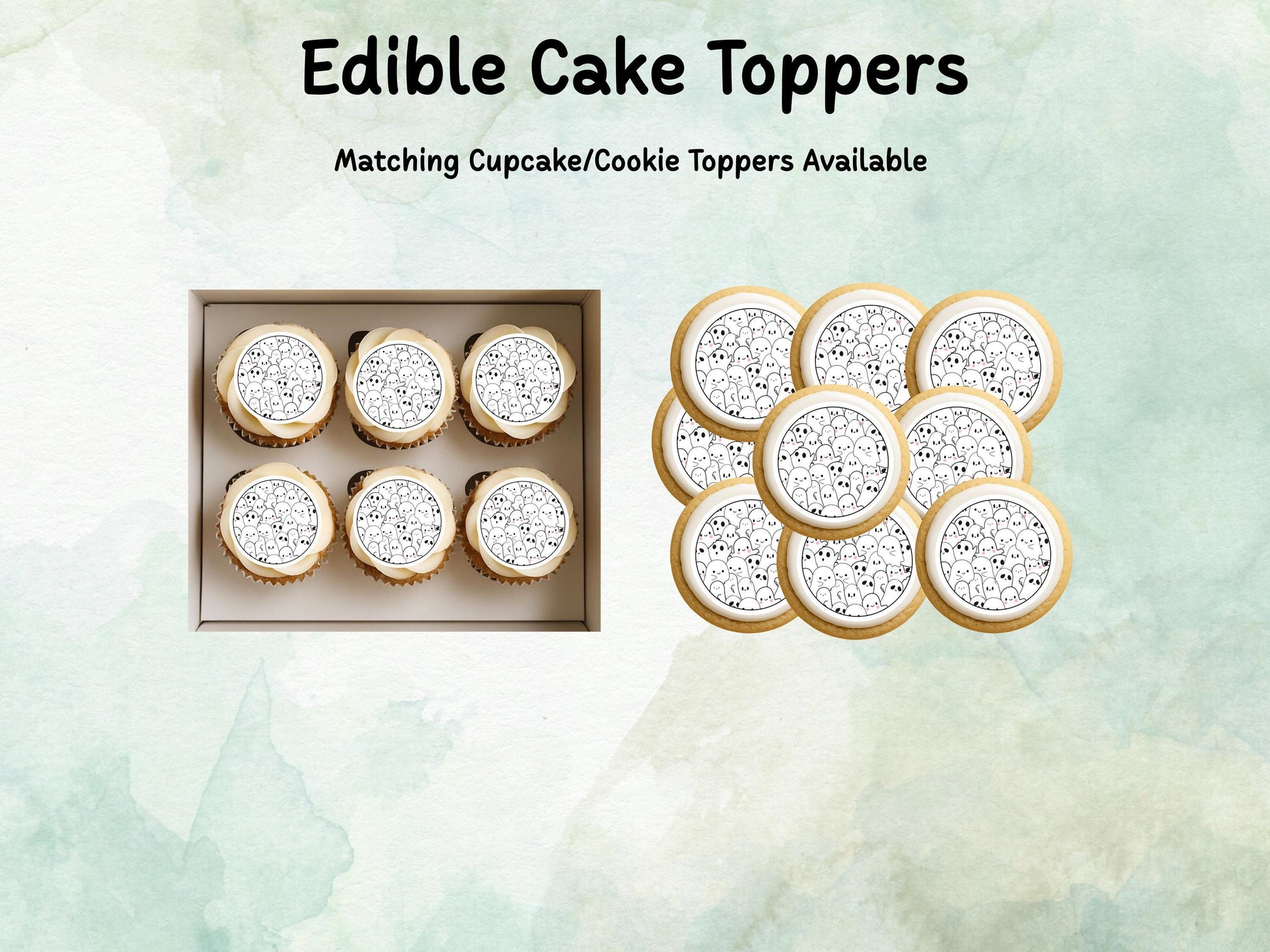 Ghost Edible Cake Topper– 6", 7" or 8" Pre cut Wafer Paper, Card or Icing Sheet, Ghost Halloween Edible Cake Decoration