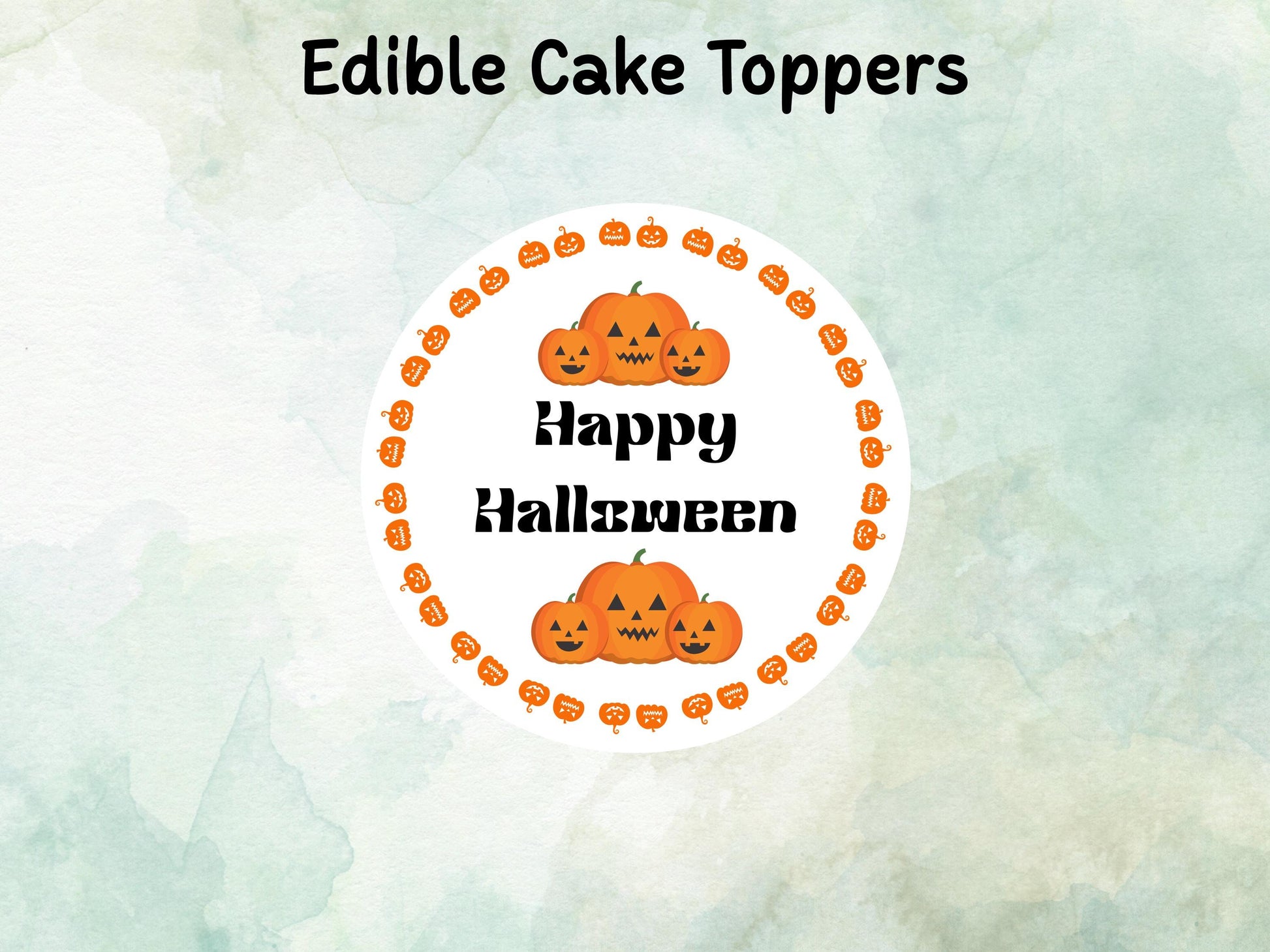 Halloween Pumpkin Cake Topper: Edible Wafer, Card, or Icing Sheet