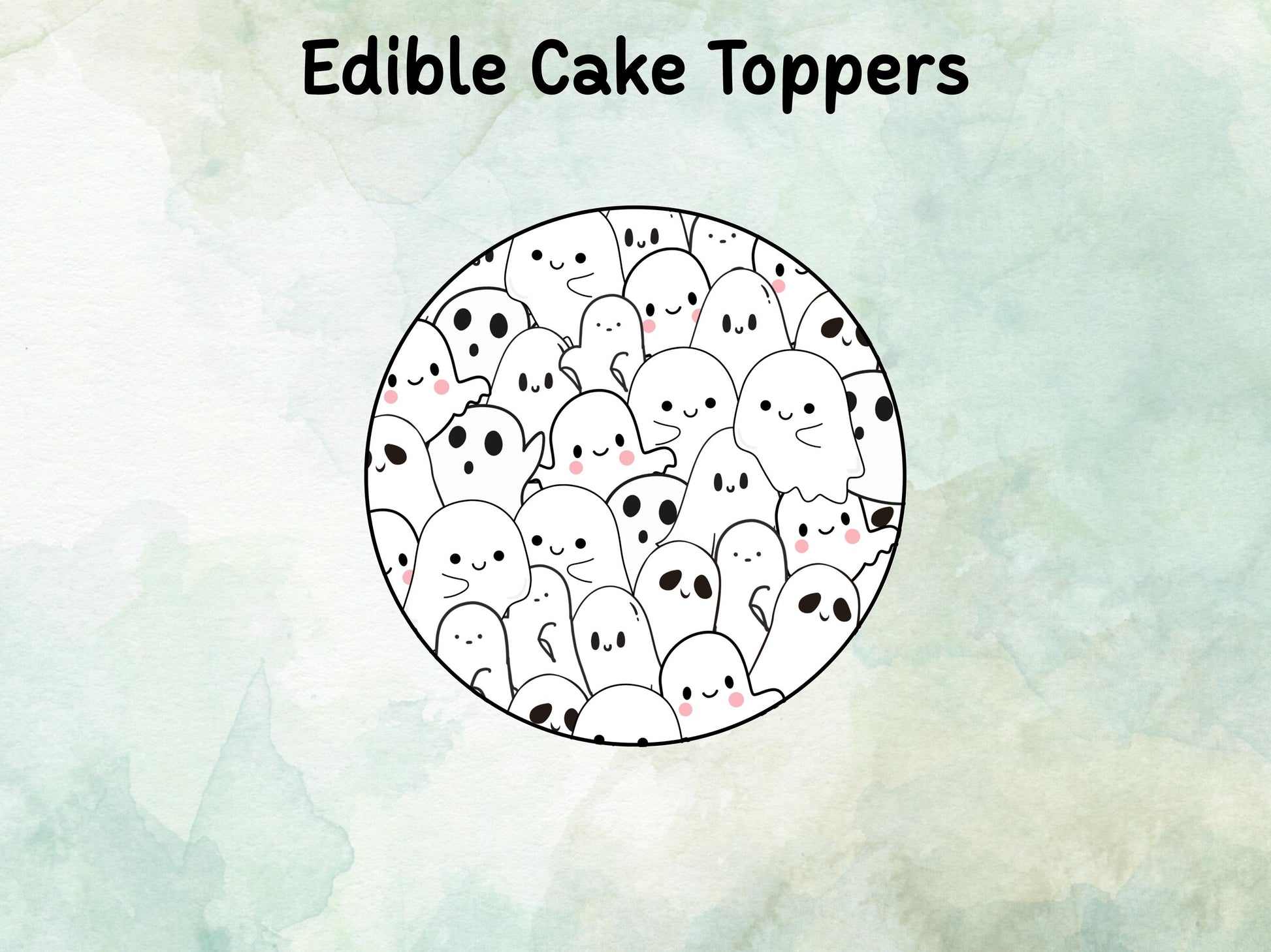 Ghost Edible Cake Topper– 6", 7" or 8" Pre cut Wafer Paper, Card or Icing Sheet, Ghost Halloween Edible Cake Decoration
