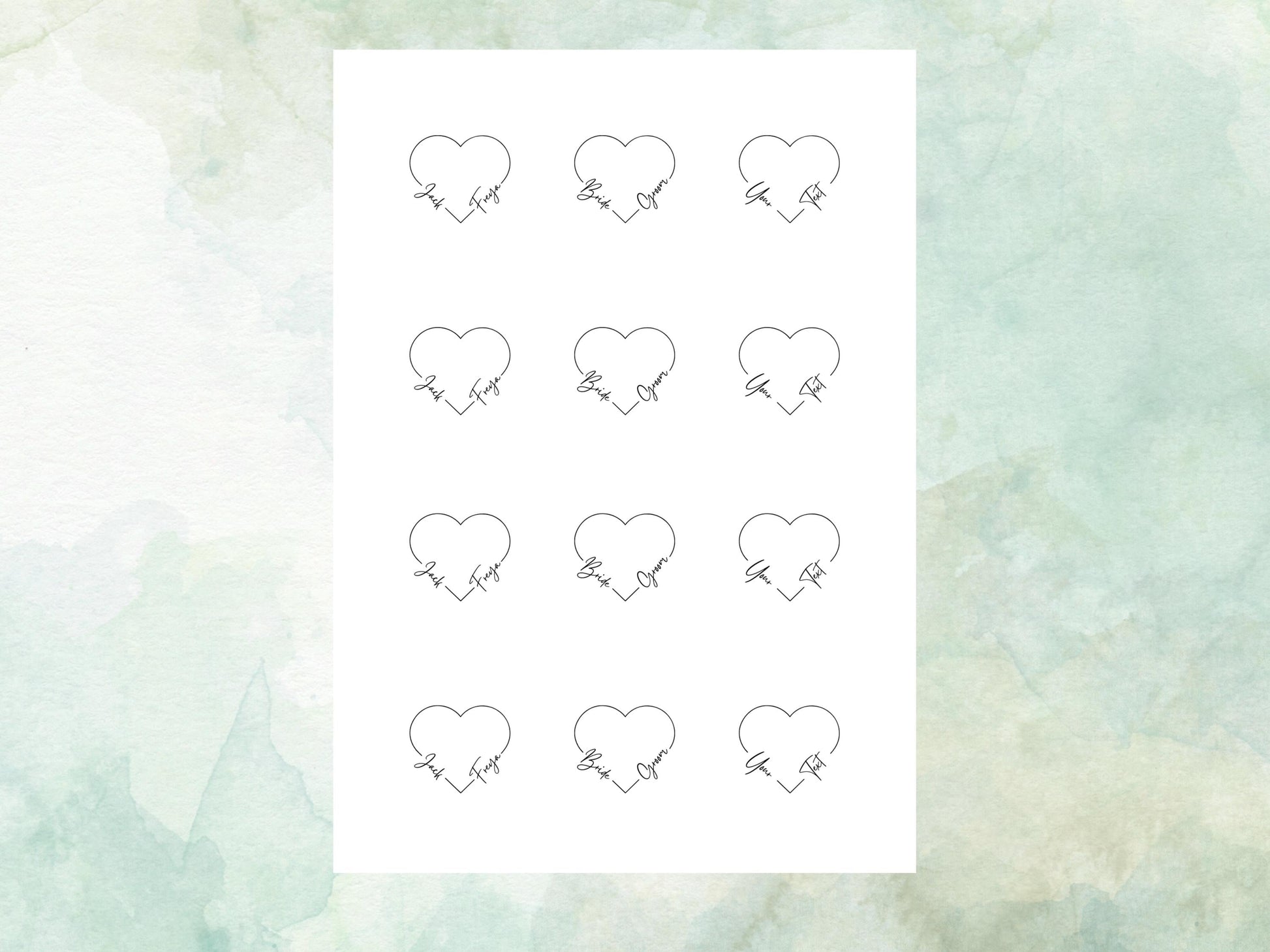 Personalised Heart Edible Cupcake Toppers 12 x 2" Pre cut Wafer Paper, Card or Icing Sheet
